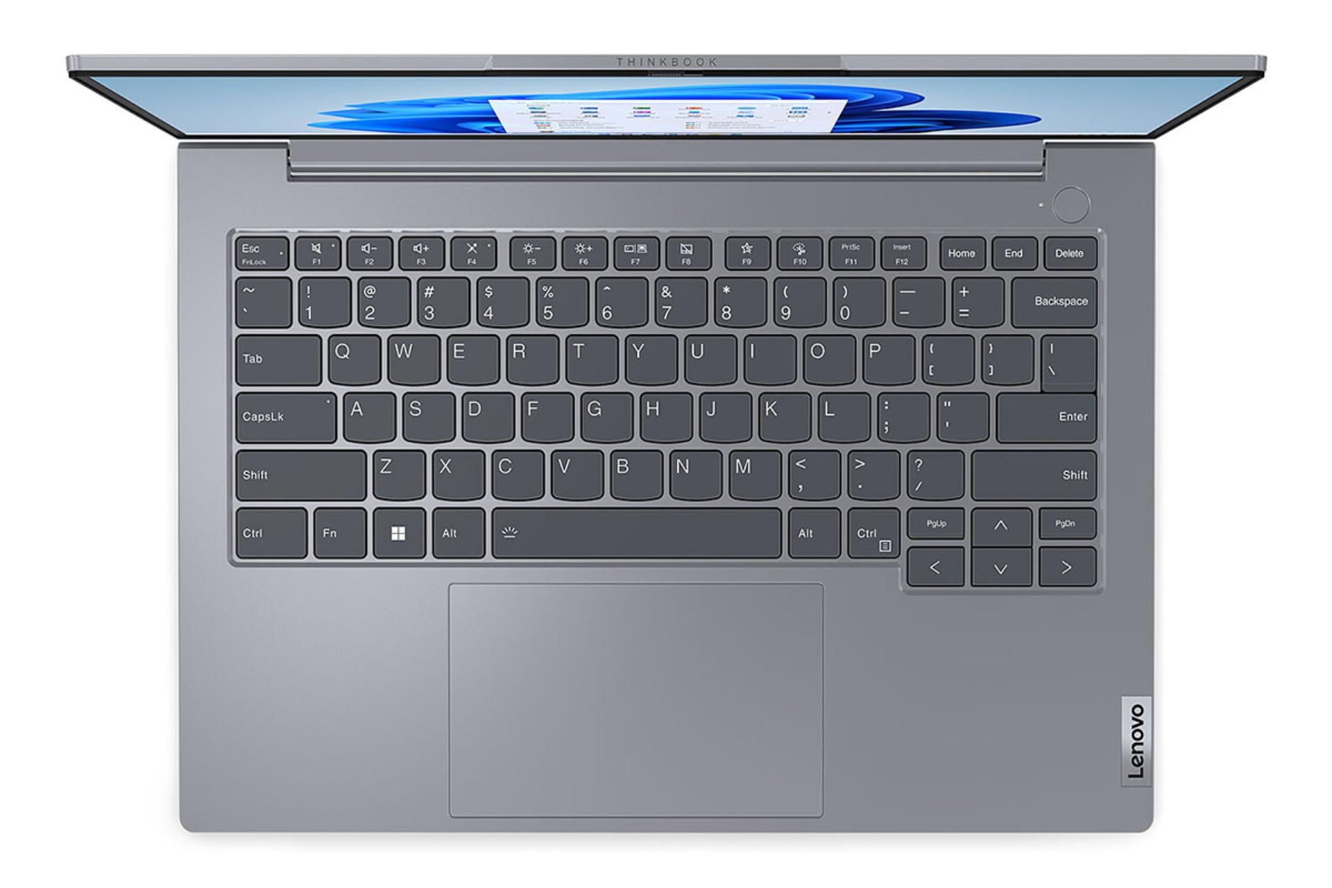 لپ تاپ Lenovo ThinkBook 14 G6 IRL نمای بالا و کیبورد