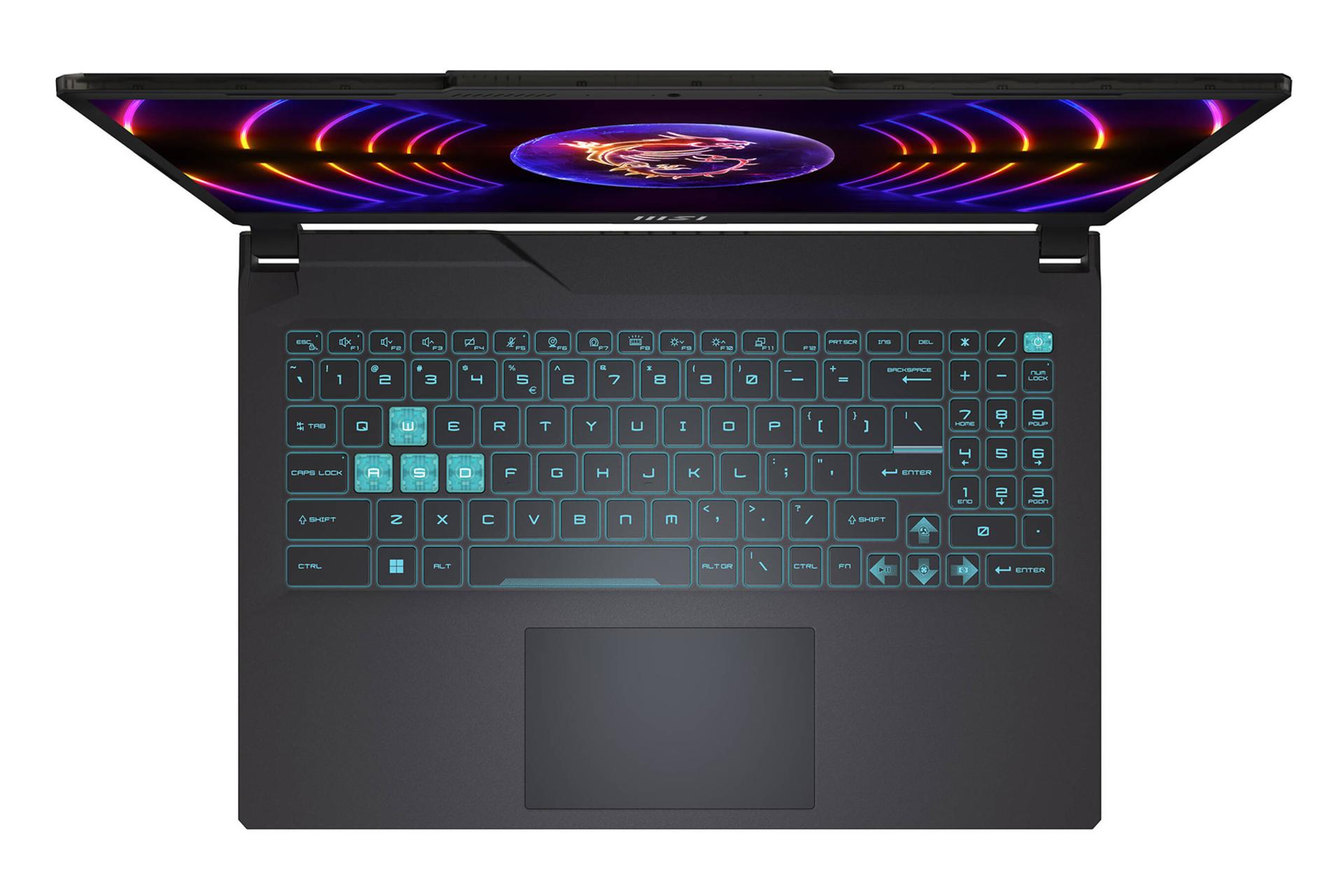 لپ تاپ ام اس آی MSI Cyborg 15 A13V نمای بالا و کیبورد