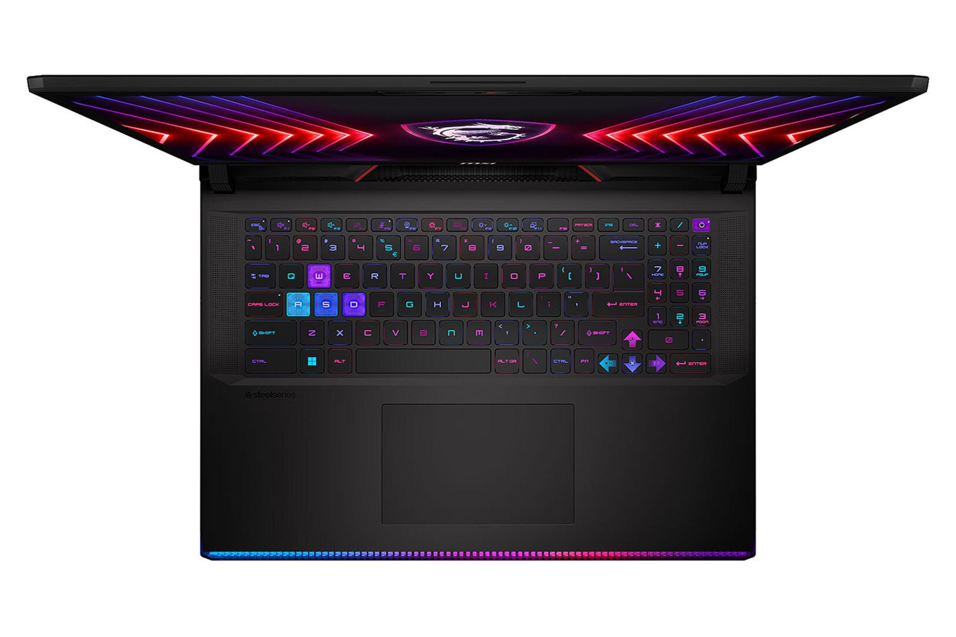 لپ تاپ ام اس آی MSI Raider GE78 HX 14V نمای بالا و کیبورد