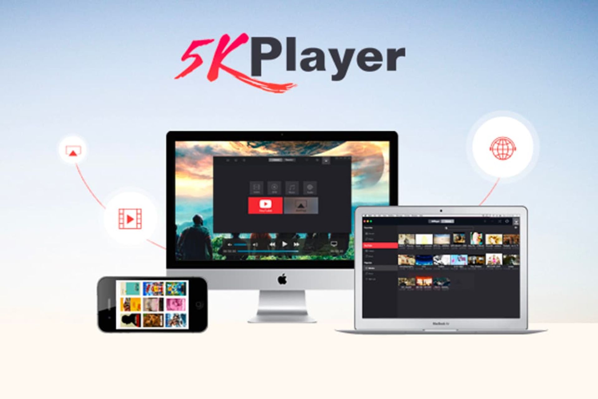 نرم افزار 5KPlayer روی لپ تاپ و موبایل و مانیتور