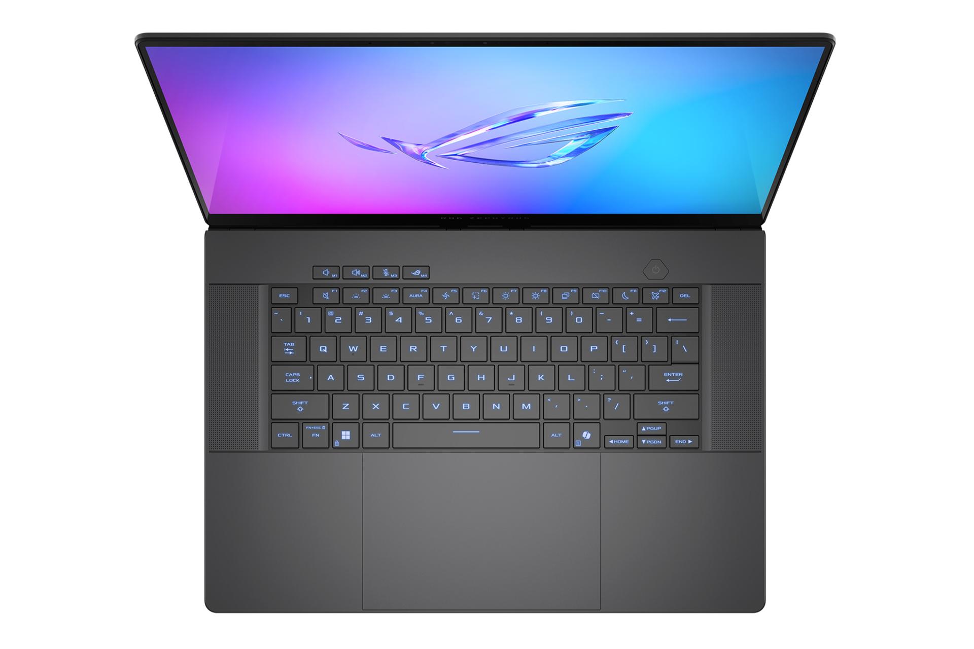 لپ تاپ ایسوس ROG Zephyrus G16 2025 GU605 نمای بالا و کیبورد