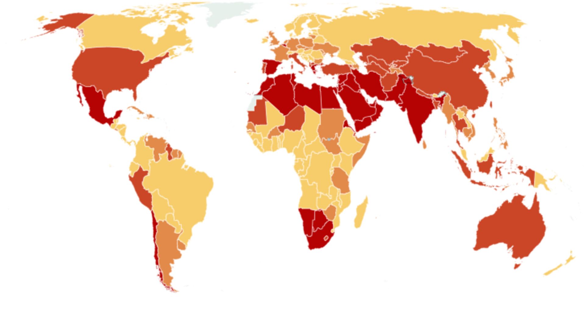نقشه تنش آبی شدید در جهان