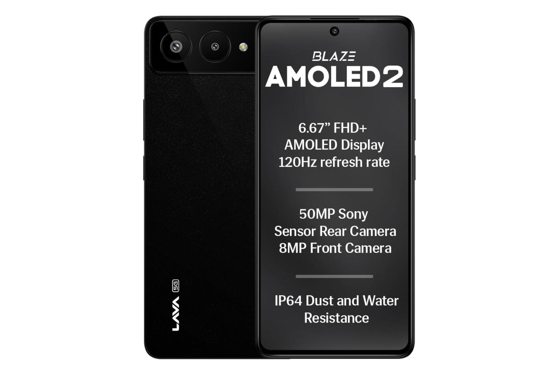 پنل جلو و پشت گوشی موبایل لاوا Lava Blaze AMOLED 2 مشکی