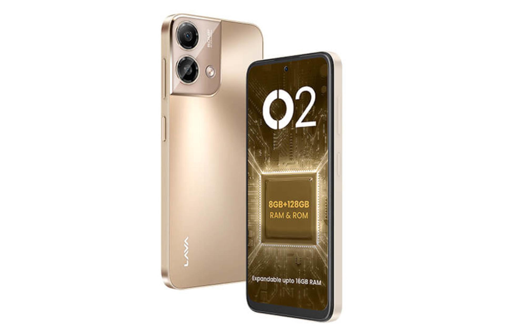 لبه های کناری گوشی موبایل لاوا Lava O2 طلایی
