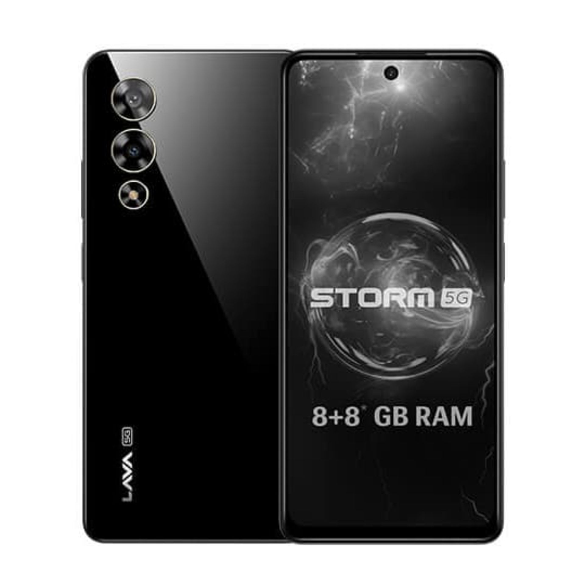 مدل مشکی گوشی لاوا Lava Storm 5G نمای پشت و جلو