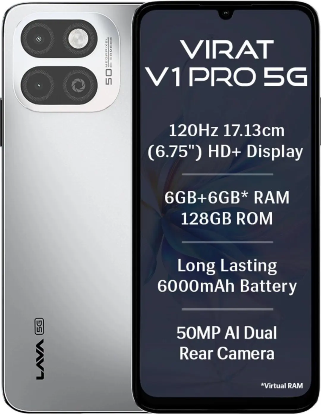 گوشی هوشمند لاوا (Lava) مدل ویرات V1 پرو (Virat V1 Pro) با نمایشگر ۱۲۰ هرتز