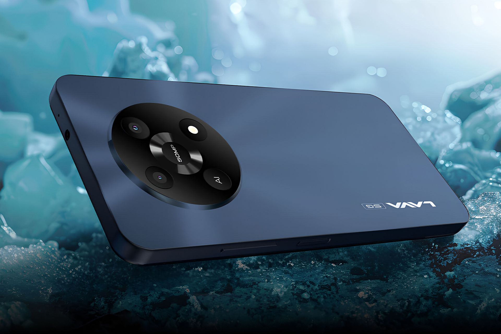 نمای پنل پشتی گوشی لاوا مدل Yuva 5G در رنگ آبی