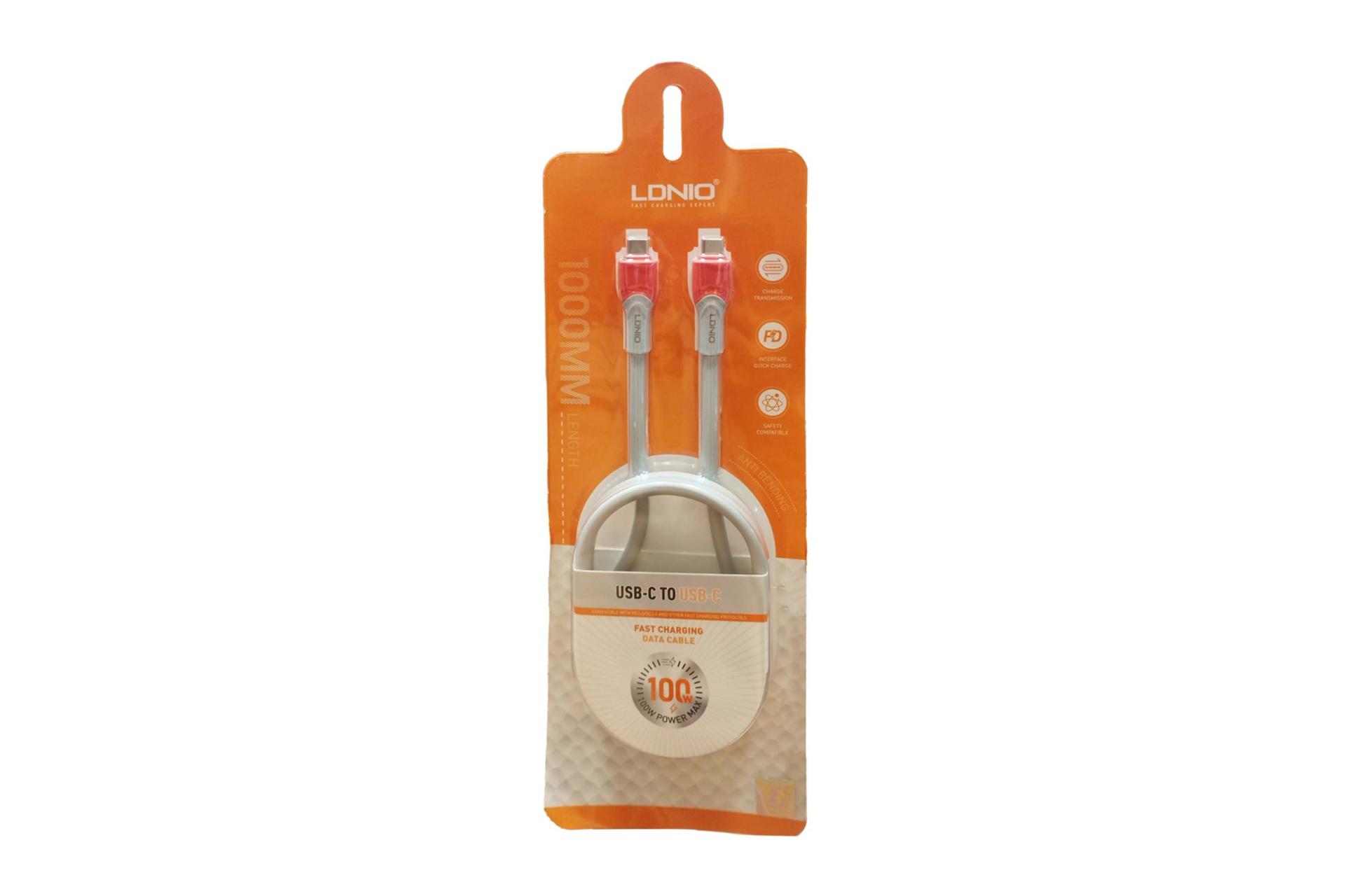 جعبه کابل شارژ USB الدینیو Type-C به Type-C مدل LC601c با طول 1 متر