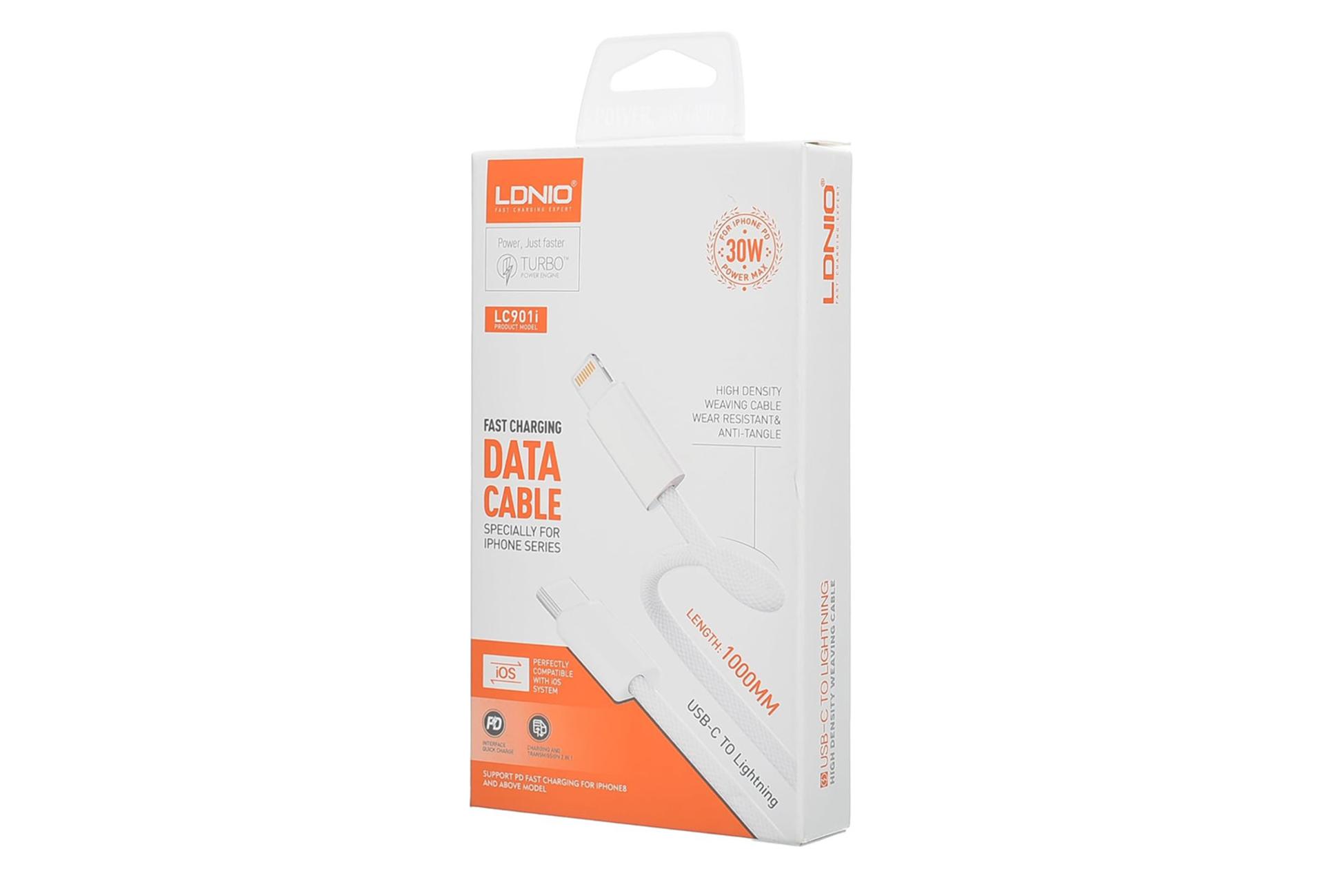 کابل شارژ الدینیو LDNIO LC901i Type-C بسته بندی