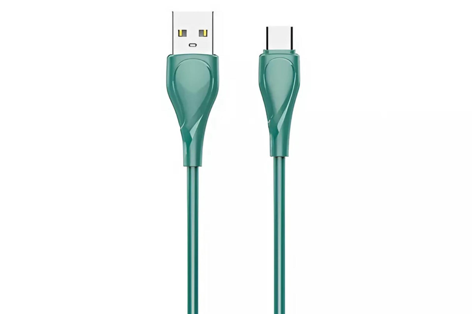 کابل شارژ USB الدینیو Type-A به Type-C مدل LS611 با طول 1 متر رنگ سبز