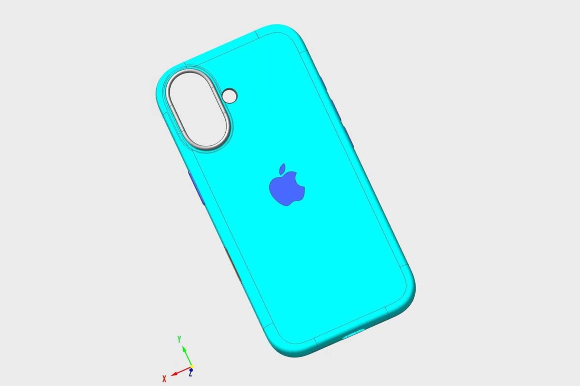 تصویر رندر CAD منتتسب به آیفون ۱۶ با طراحی متفاوت از نسل قبل