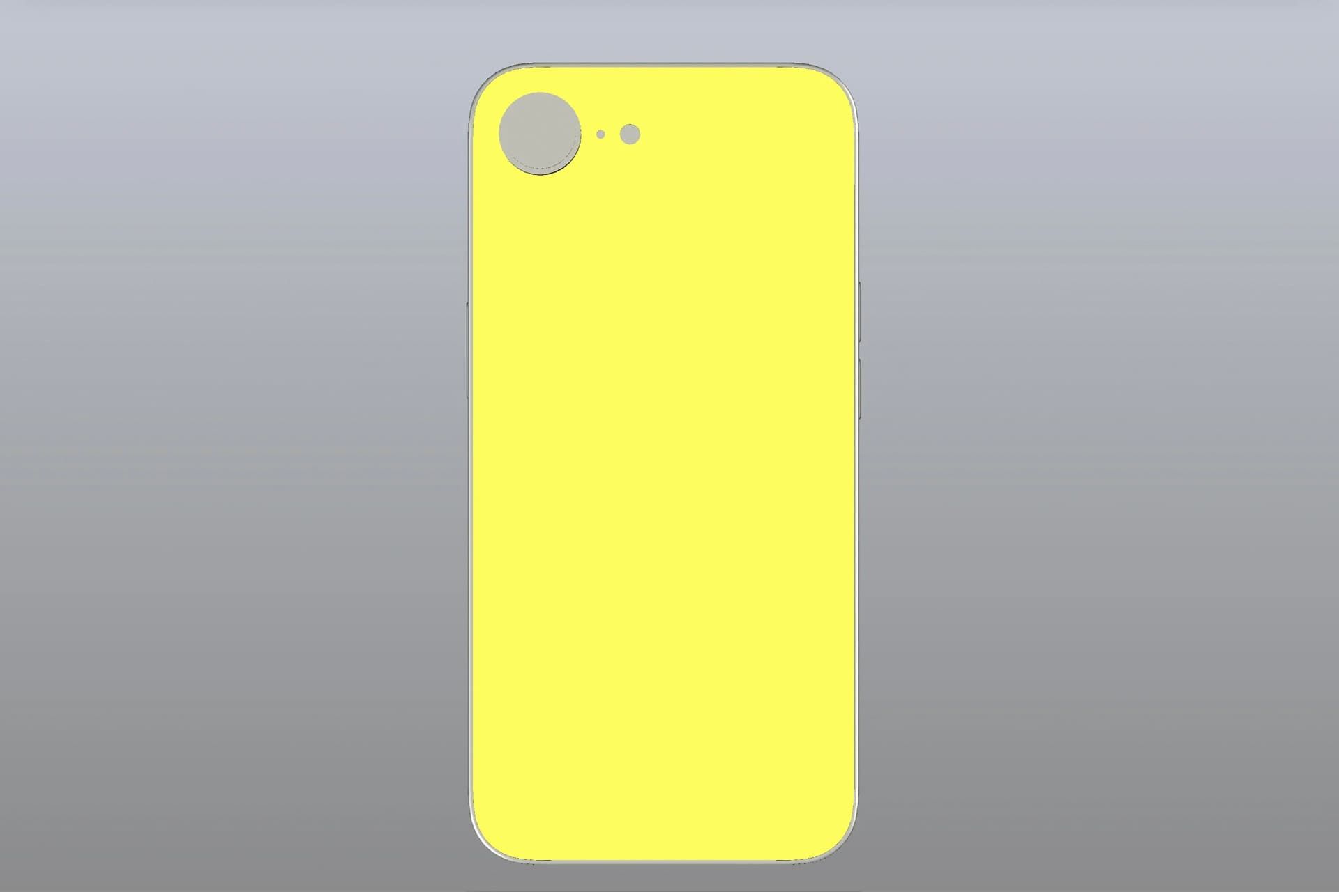 مدل زرد پشت طراحی CAD آیفون SE 4 غیررسمی