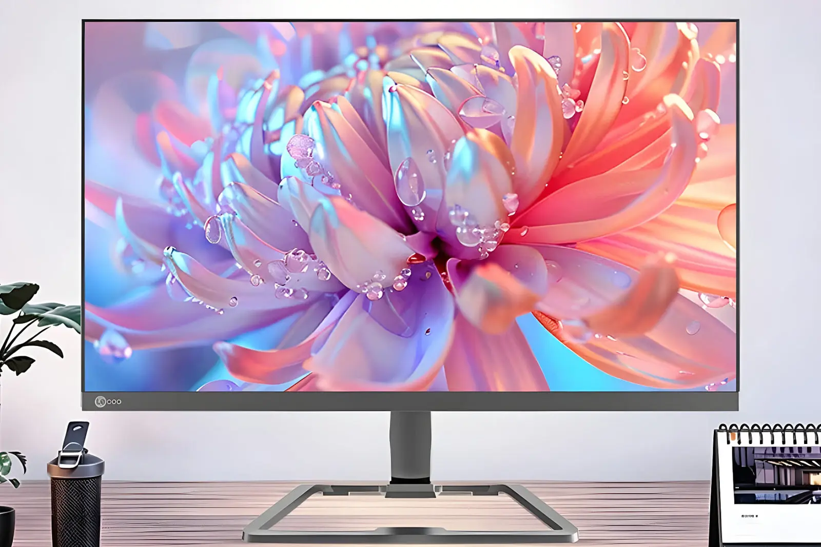مانیتور اداری لنوو (Lenovo Lecoo M2460) با نمایش تصویر گل رنگارنگ