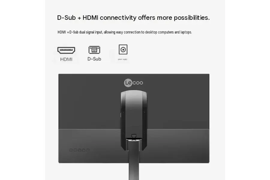 درگاه‌های ورودی HDMI و D-Sub در پشت مانیتور لنوو Lecoo M2460