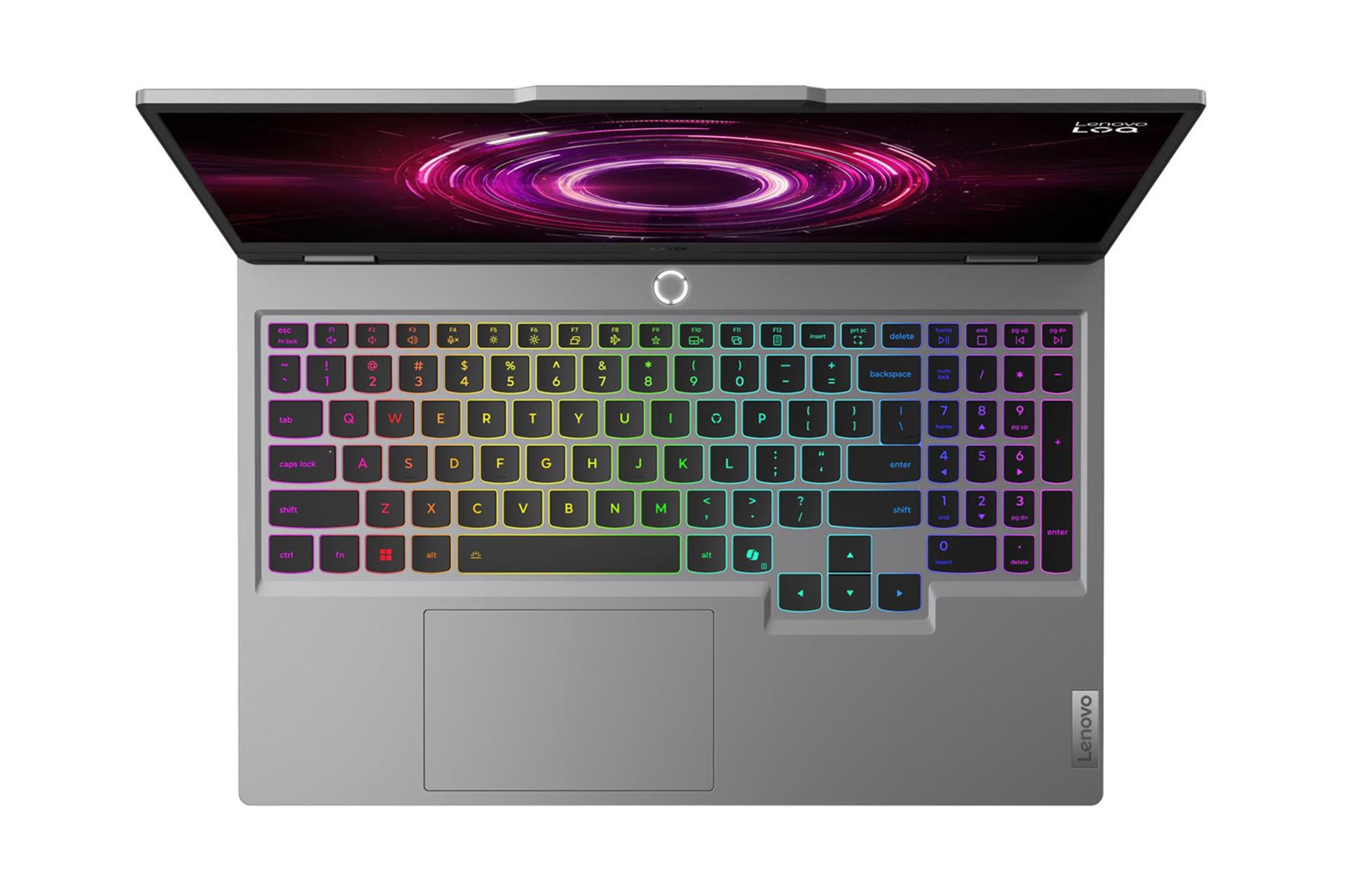 لپ تاپ لنوو Lenovo LOQ 15AHP10 نمای بالا و کیبورد