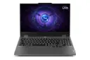 نمای رو به روی لپ تاپ LOQ 15IAX9 لنوو / Lenovo LOQ 15IAX9 با نمایشگر روشن و نمایش لوگو و لبه‌ی جلو