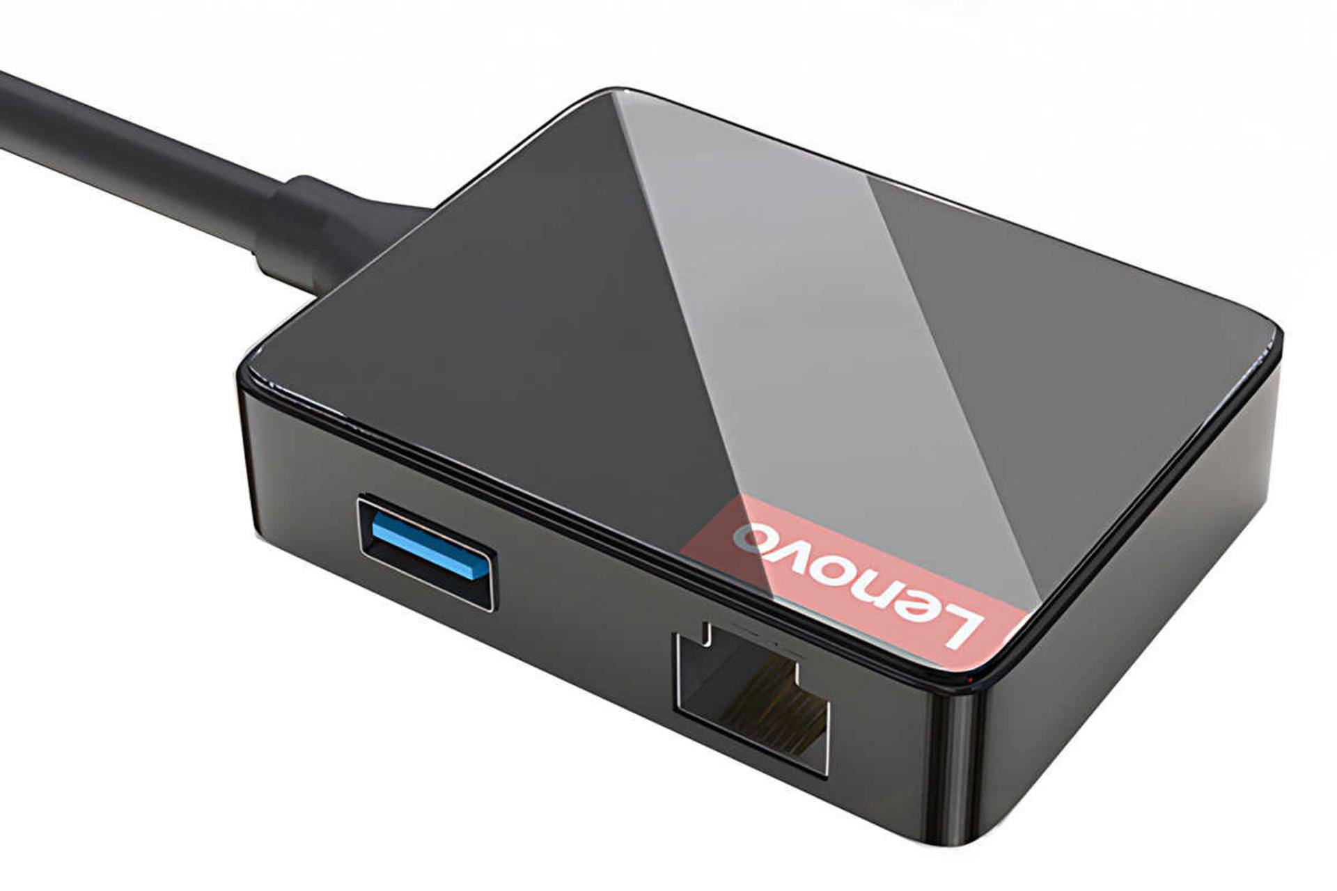 نمای سمت چپ هاب USB-C لنوو 4 پورت مدل LP0802
