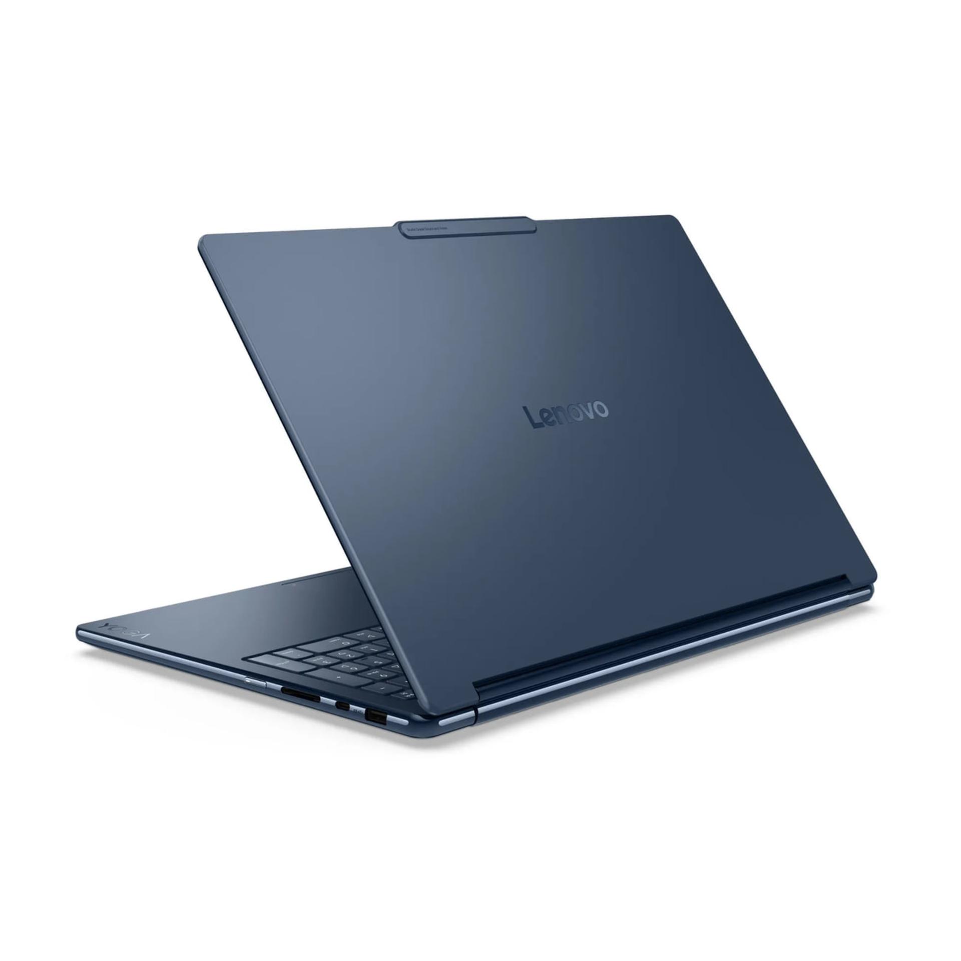 لپتاپ لنوو (Lenovo) با بدنه فلزی آبی و طراحی باریک