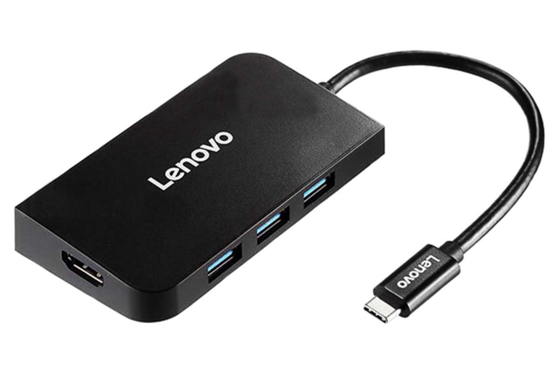 نمای جلوی هاب USB-C لنوو 6 پورت مدل S706