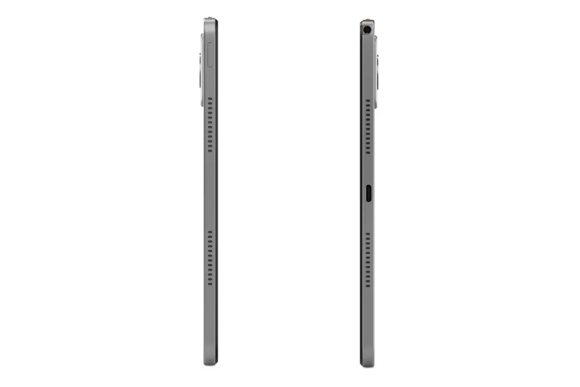 نمای لبه های کناری تبلت تب K11 پلاس لنوو / Lenovo Tab K11 Plus با نمایش درگاه ها و حفره های اسپیکر لبه های بالا و پایین