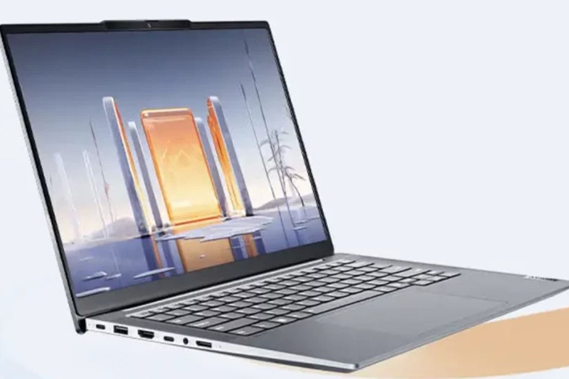 لپ‌تاپ لنوو ThinkBook 14+ 2024 SE از نمای جلو و جانبی