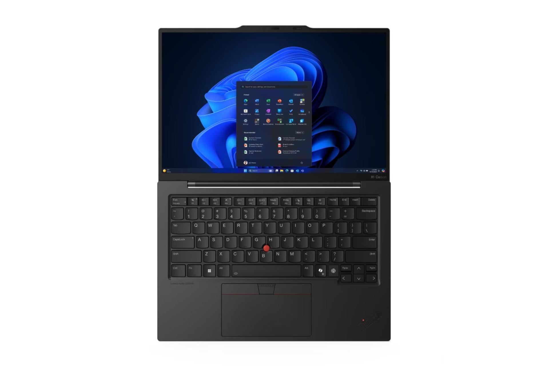 لپ تاپ لنوو Lenovo ThinkPad X1 Carbon Gen 13 Aura Edition نمای بالا و کیبورد