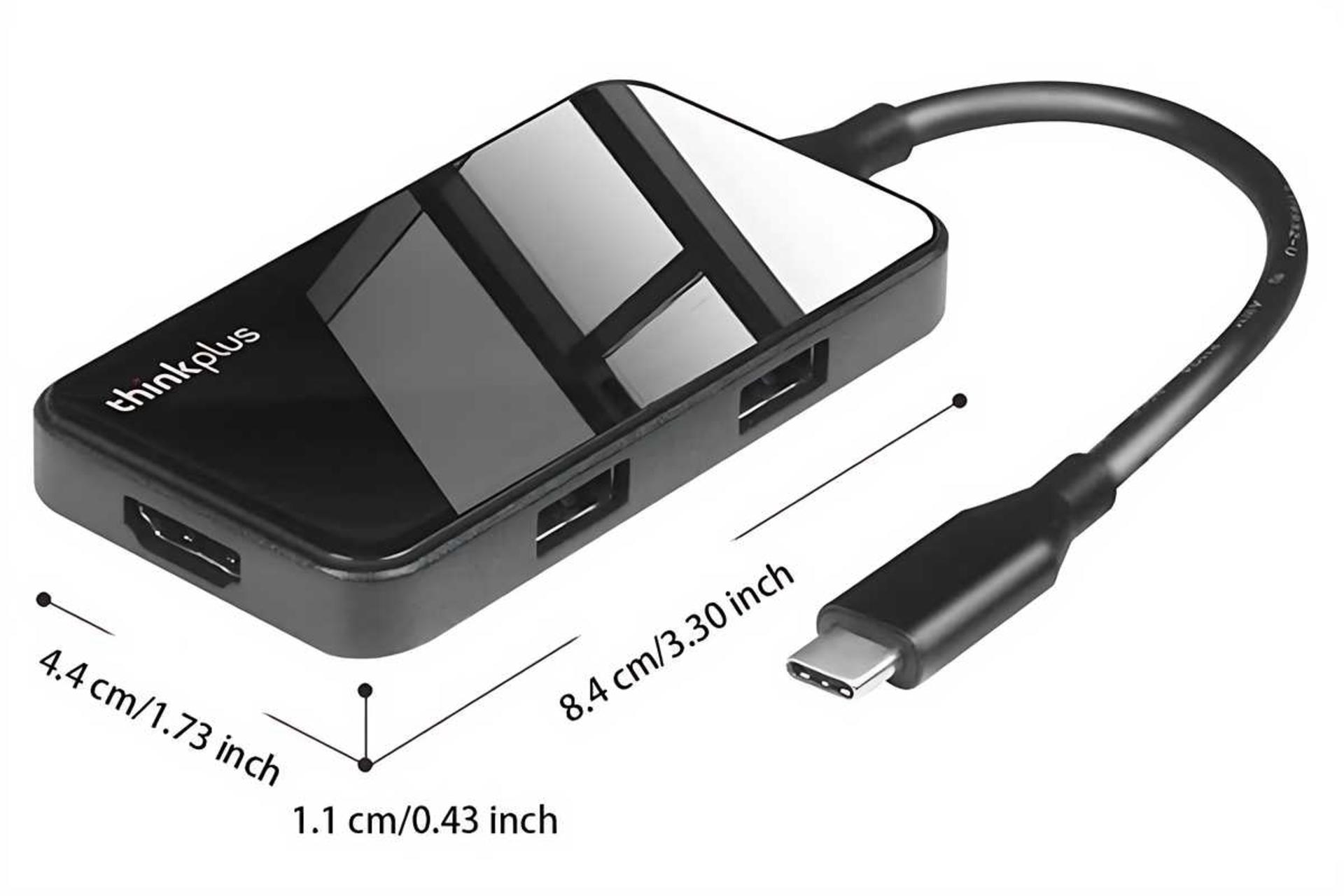 ابعاد و اندازه هاب USB-C لنوو 5 پورت مدل TPH05