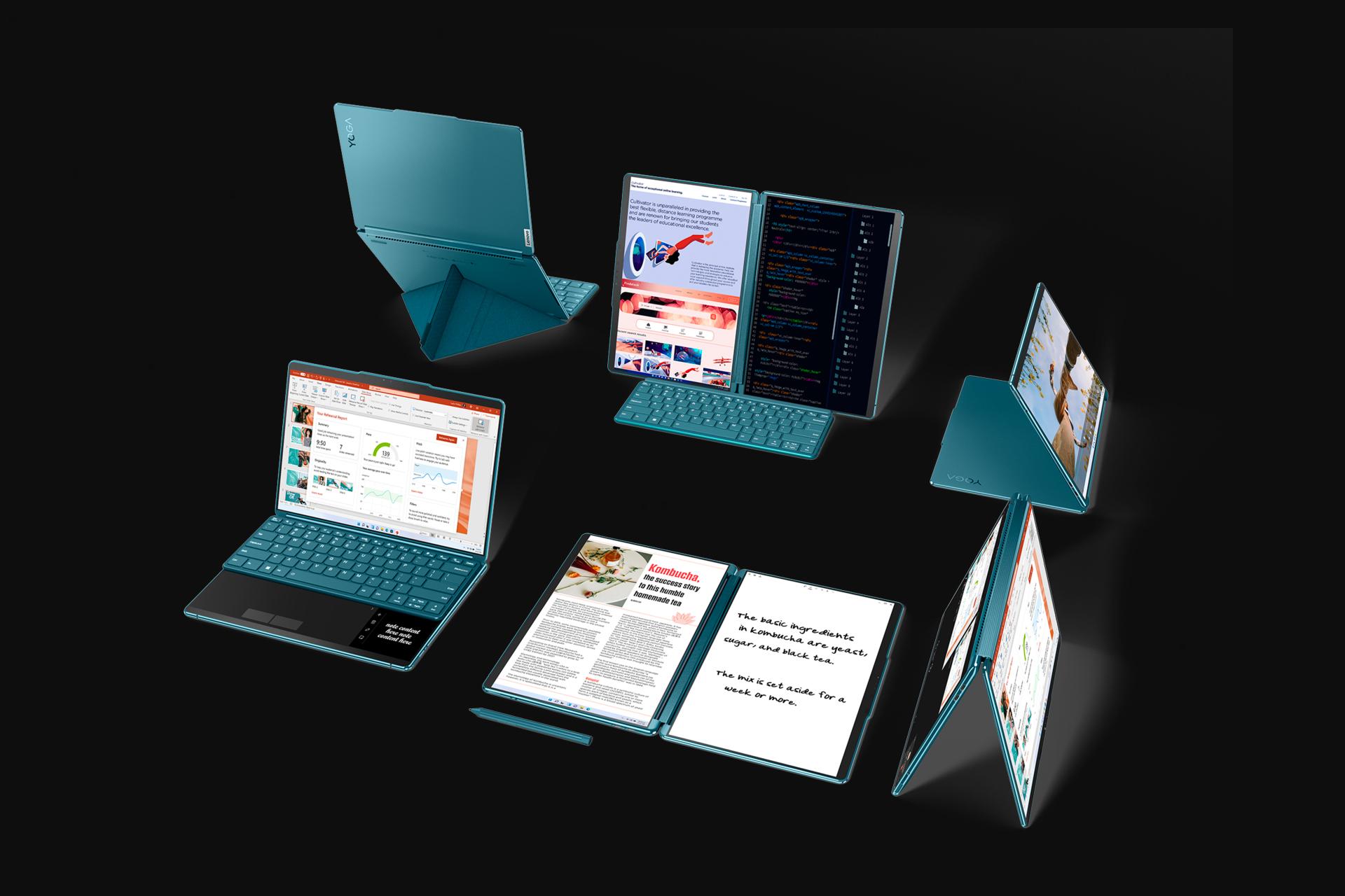 لپ تاپ لنوو یوگا Lenovo Yoga Book 9i در حالت های مختلف