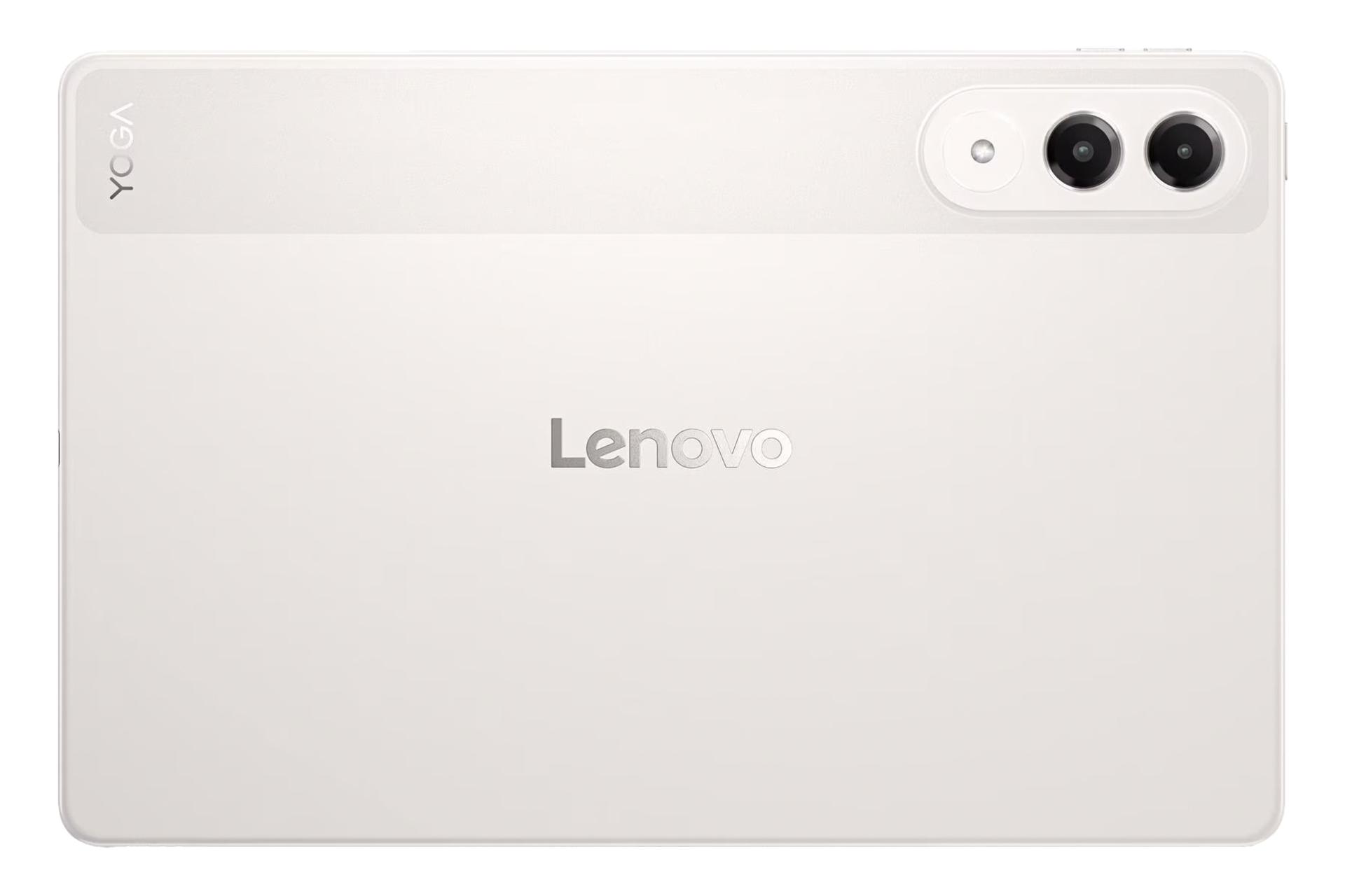 نمای پنل پشت تبلت یوگا تب لنوو / Lenovo Yoga Tab با نمایش لوگو و دوربین پنل پشت رنگ سفید صدفی