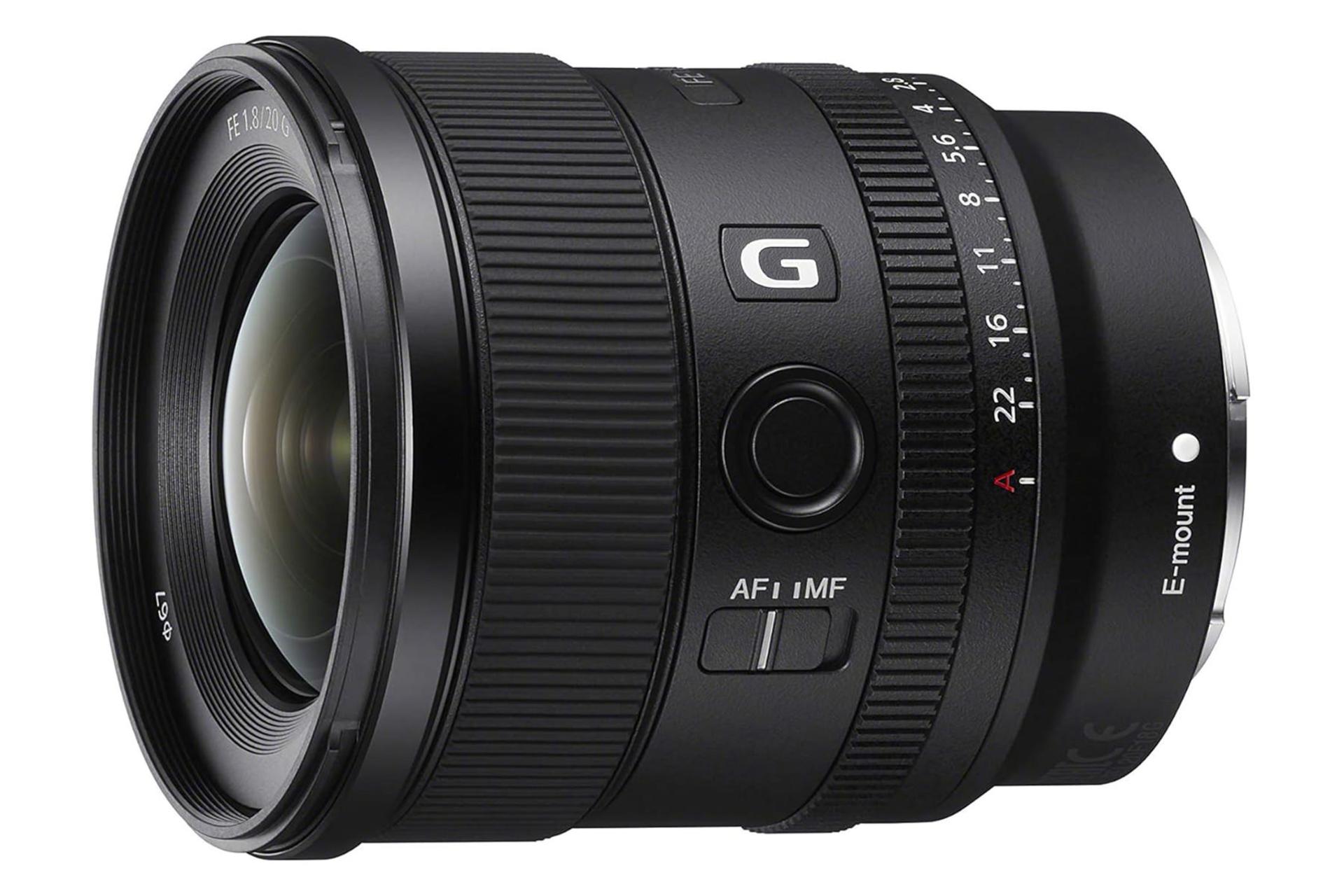 لنز سونی Sony FE 20mm F1.8G نمای جانبی