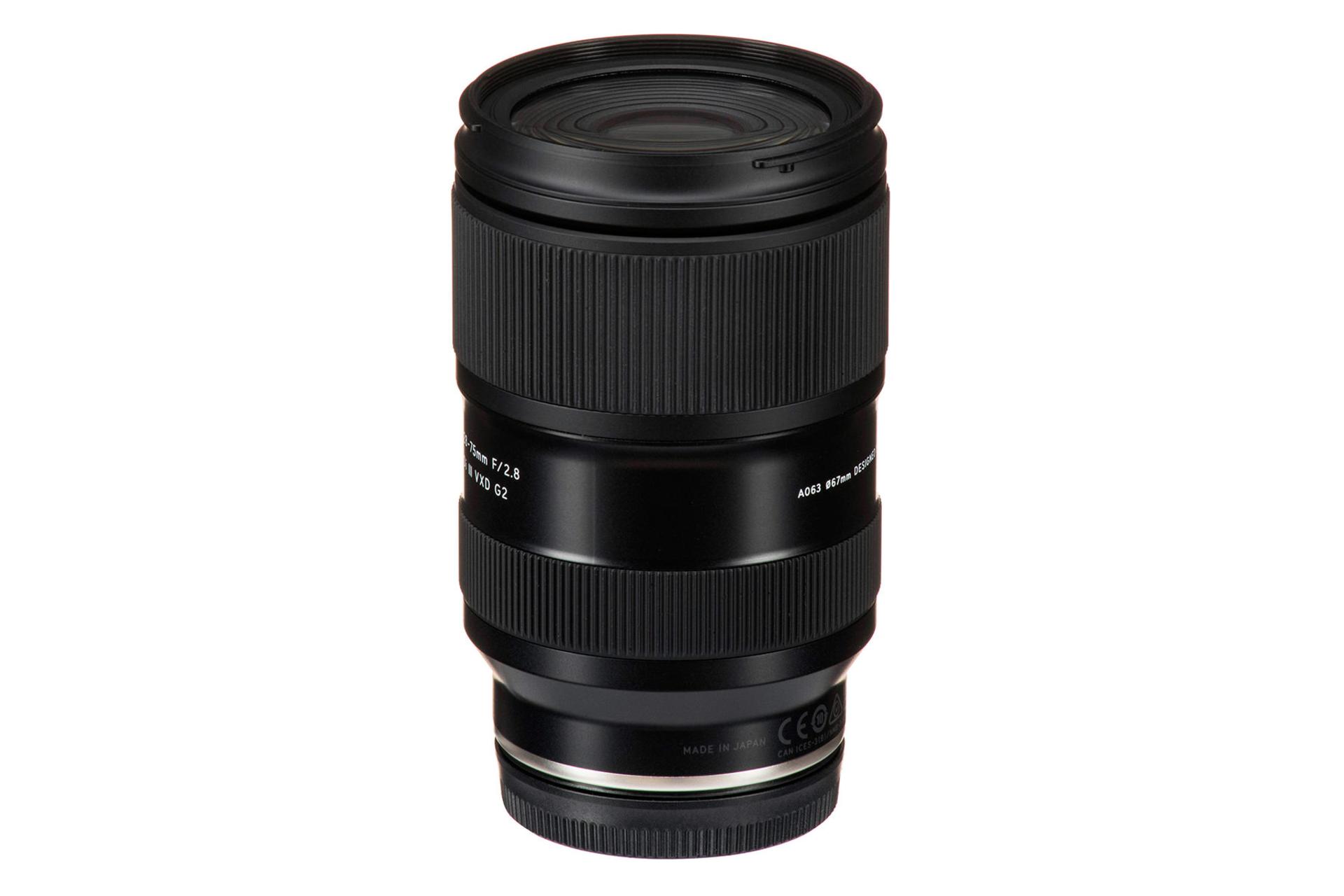 لنز تامرون Tamron 28-75mm F2.8 Di III VXD G2 نمای بالا و جلو