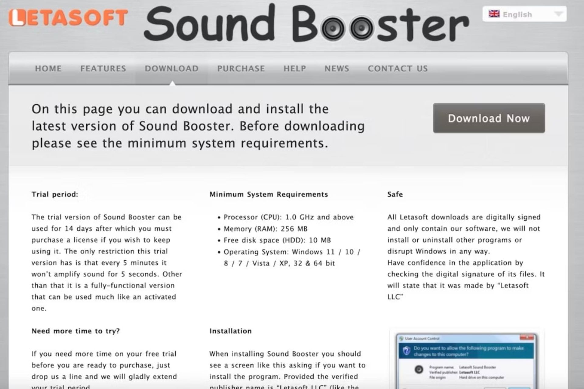 وب‌سایت رسمی Letasoft جهت دانلود نرم‌افزار تقویت صدا Sound Booster