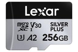 ابعاد و اندازه کارت حافظه لکسار microSDXC با ظرفیت 256 گیگابایت مدل Professional SILVER PLUS A2 V30