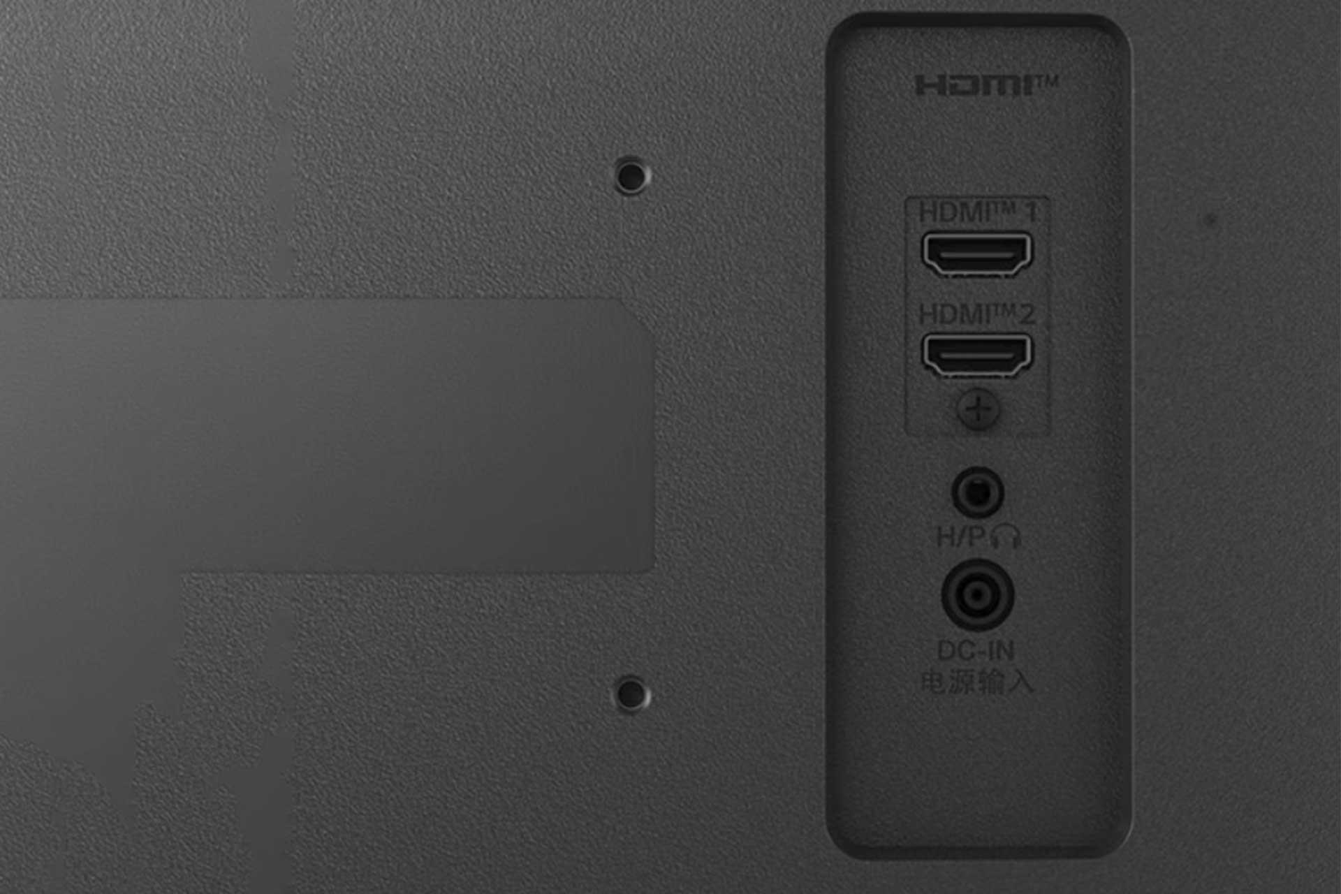 نمای پشتی و پورت‌های مانیتور LG 25MS500 