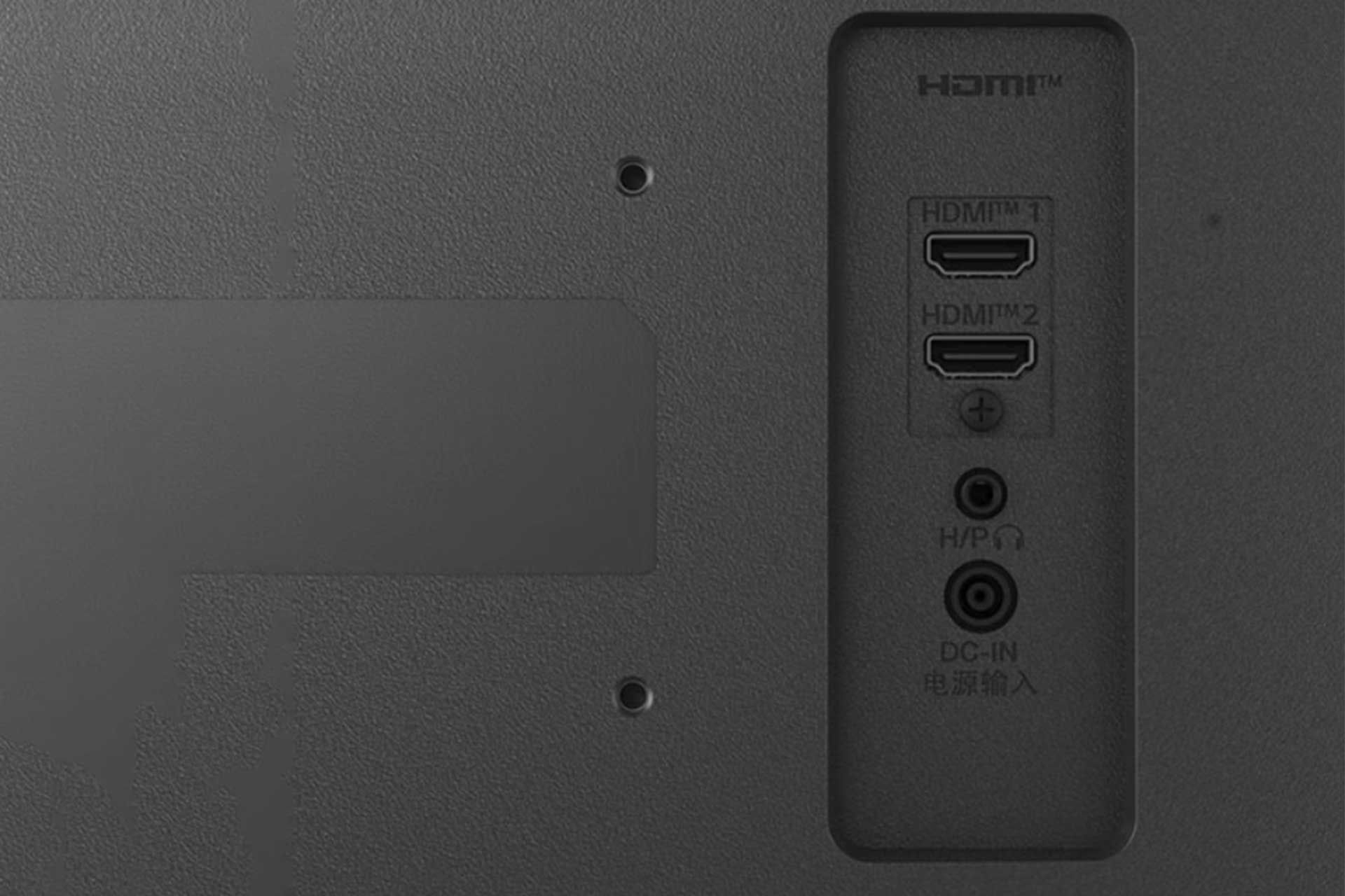 نمای پشتی و پورت‌های مانیتور LG 25MS500 