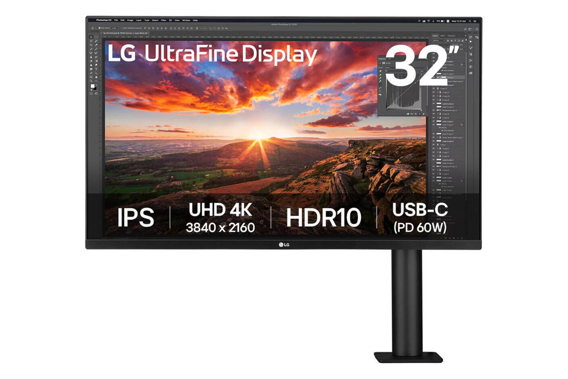 مانیتور ال جی 32 اینچ مدل 32UN880K نمای جلو