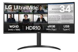 مانیتور ال جی 34 اینچ مدل 34WR55QK نمای جلو