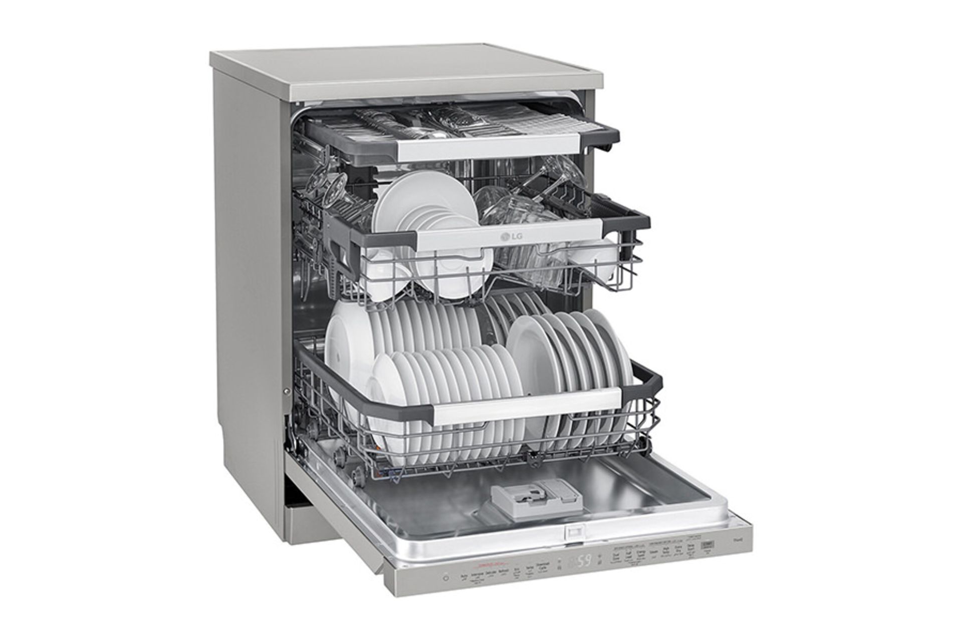 ماشین ظرفشویی ال جی LG DFC335 نمای درب باز