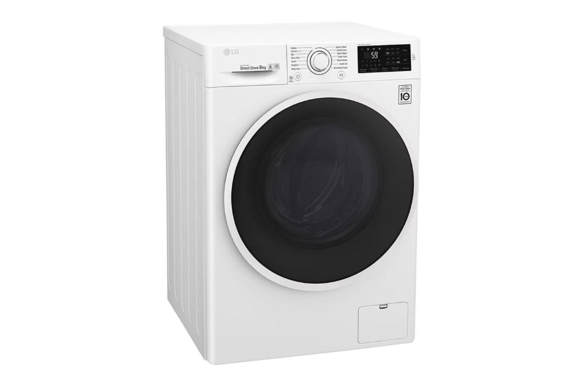 ماشین لباسشویی ال جی LG F4J6TNP0W نمای جلو و چپ