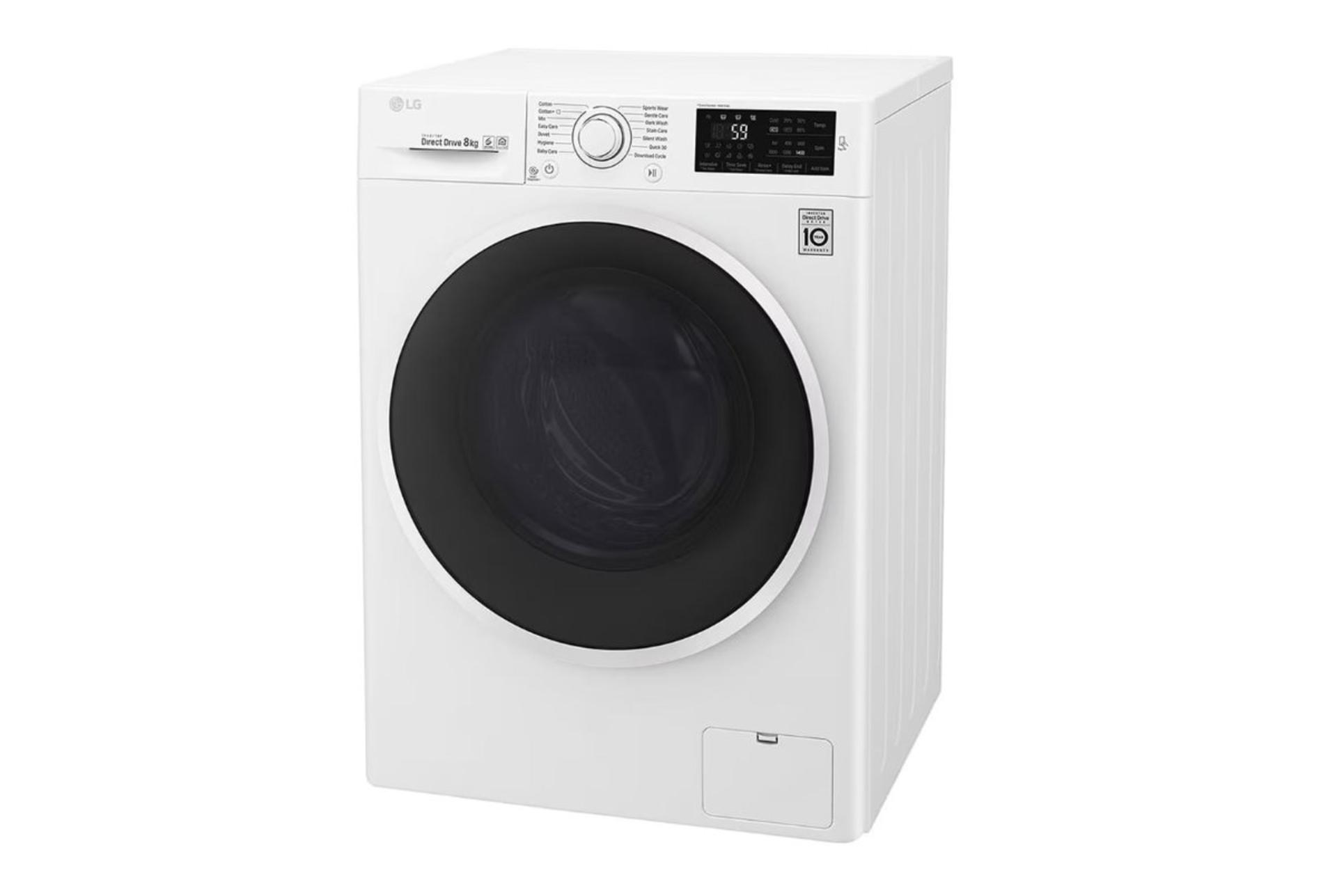 ماشین لباسشویی ال جی LG F4J6TNP0W نمای جلو و راست