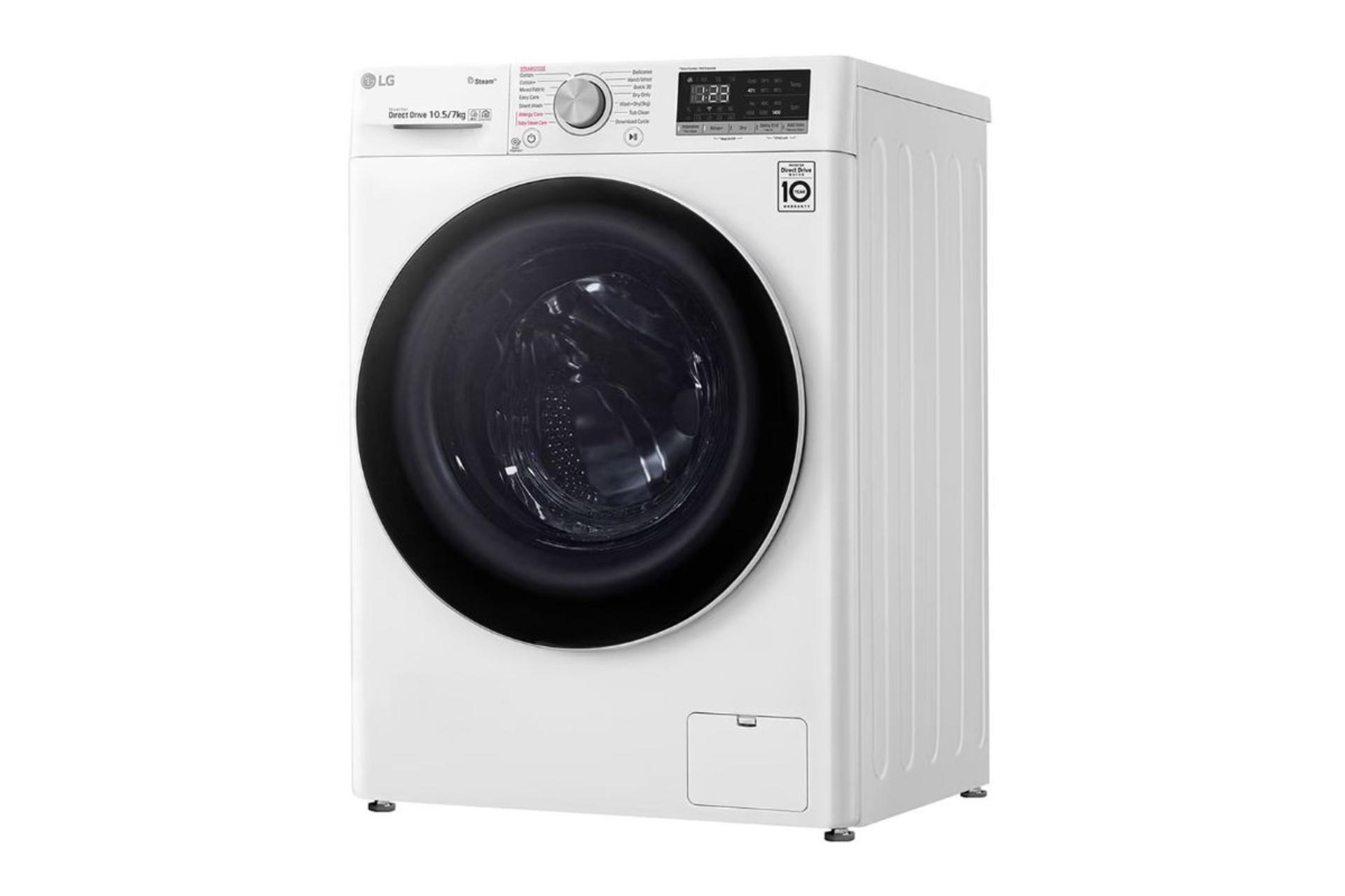 ماشین لباسشویی ال جی LG F4V5RGP0W نمای جلو و راست