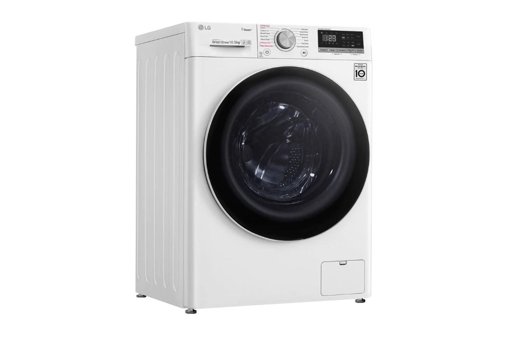 ماشین لباسشویی ال جی LG F4V5RYP0W نمای جلو و چپ