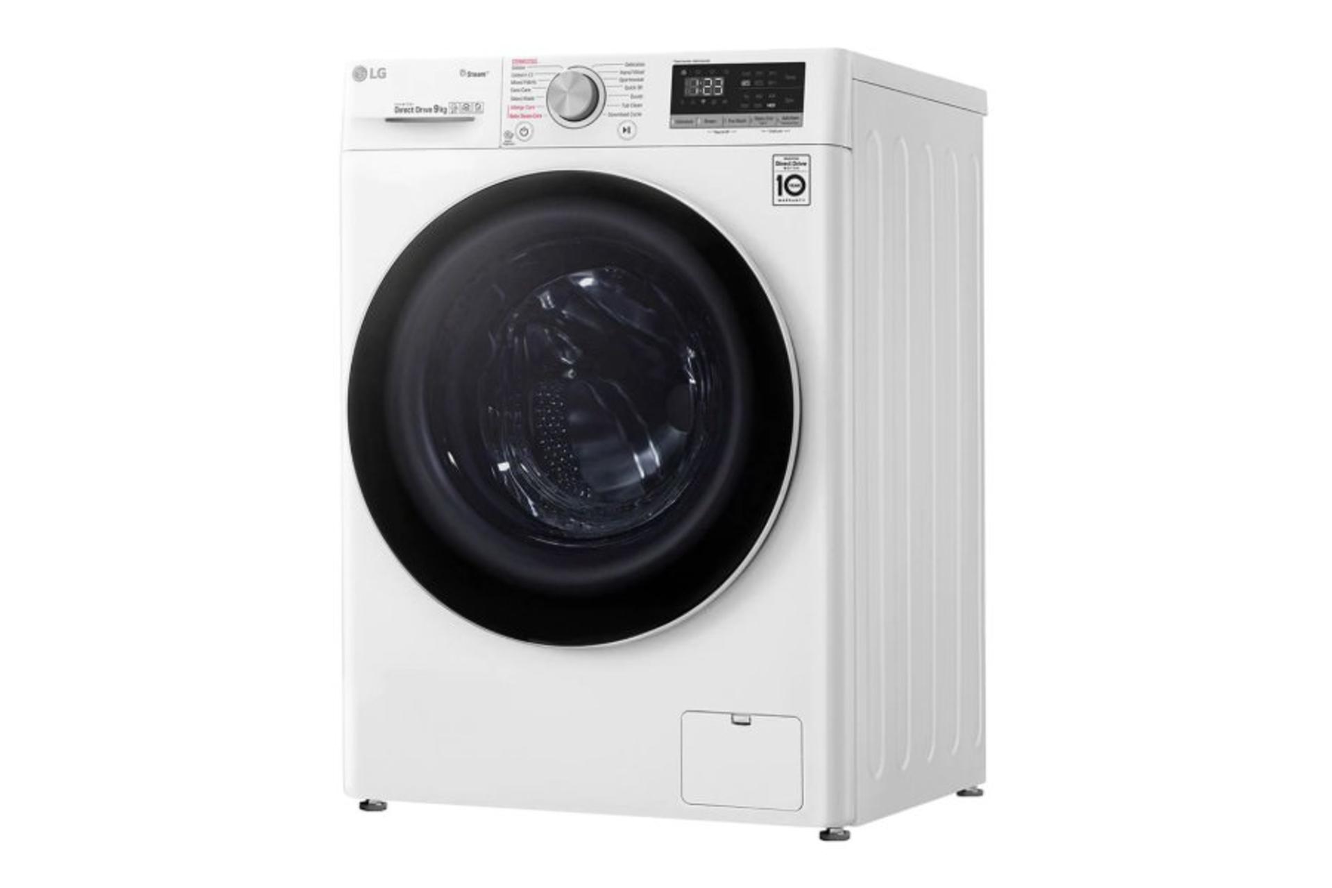 ماشین لباسشویی ال جی LG F4V5VYP0W نمای جلو و راست