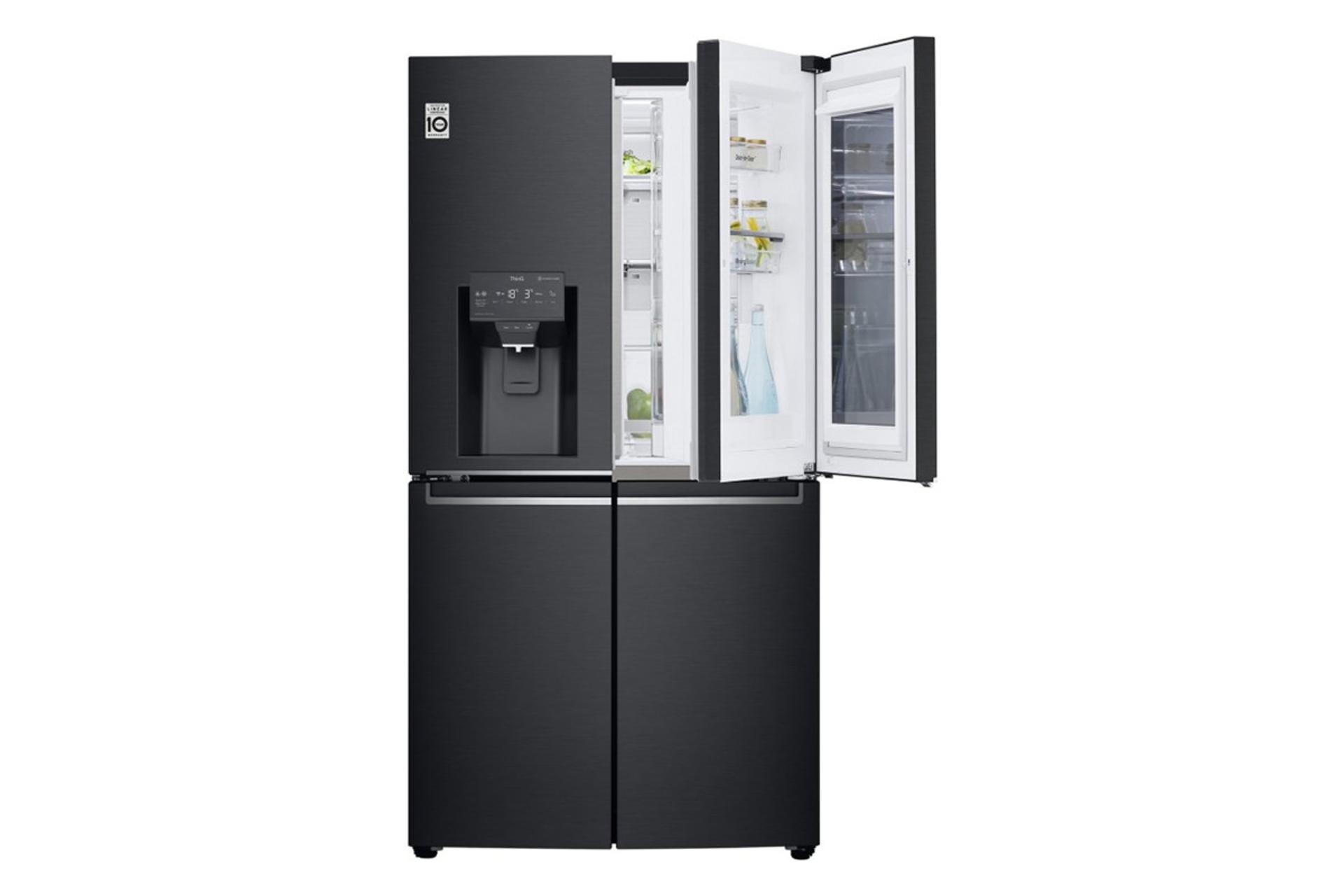 یخچال فریزر ال جی LG GR-X31FMQHL نمای جلو درب شیشه ای باز
