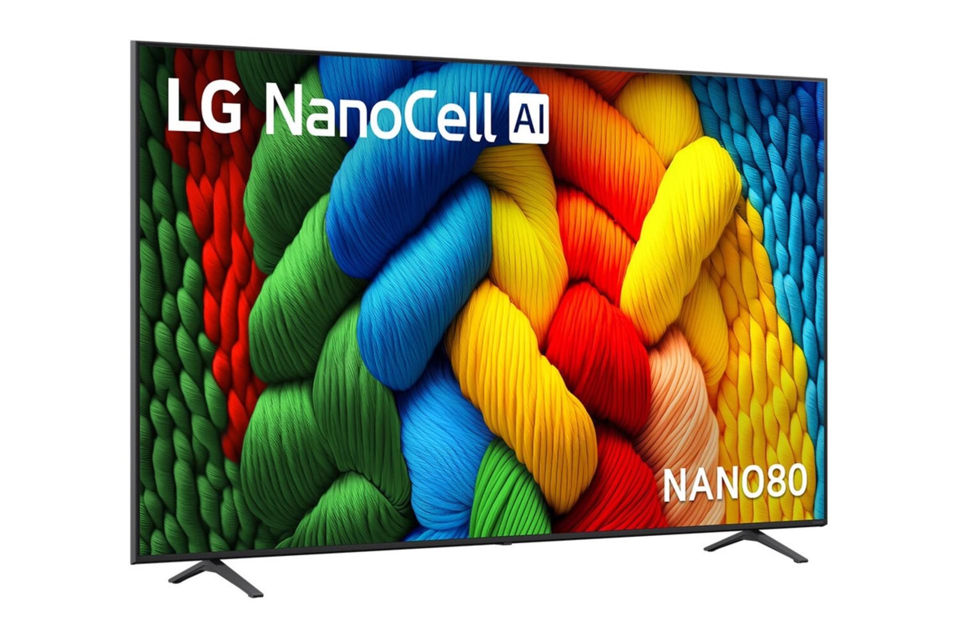 تلویزیون ال جی نانو LG NANO80 2025 نمای جلو و چپ
