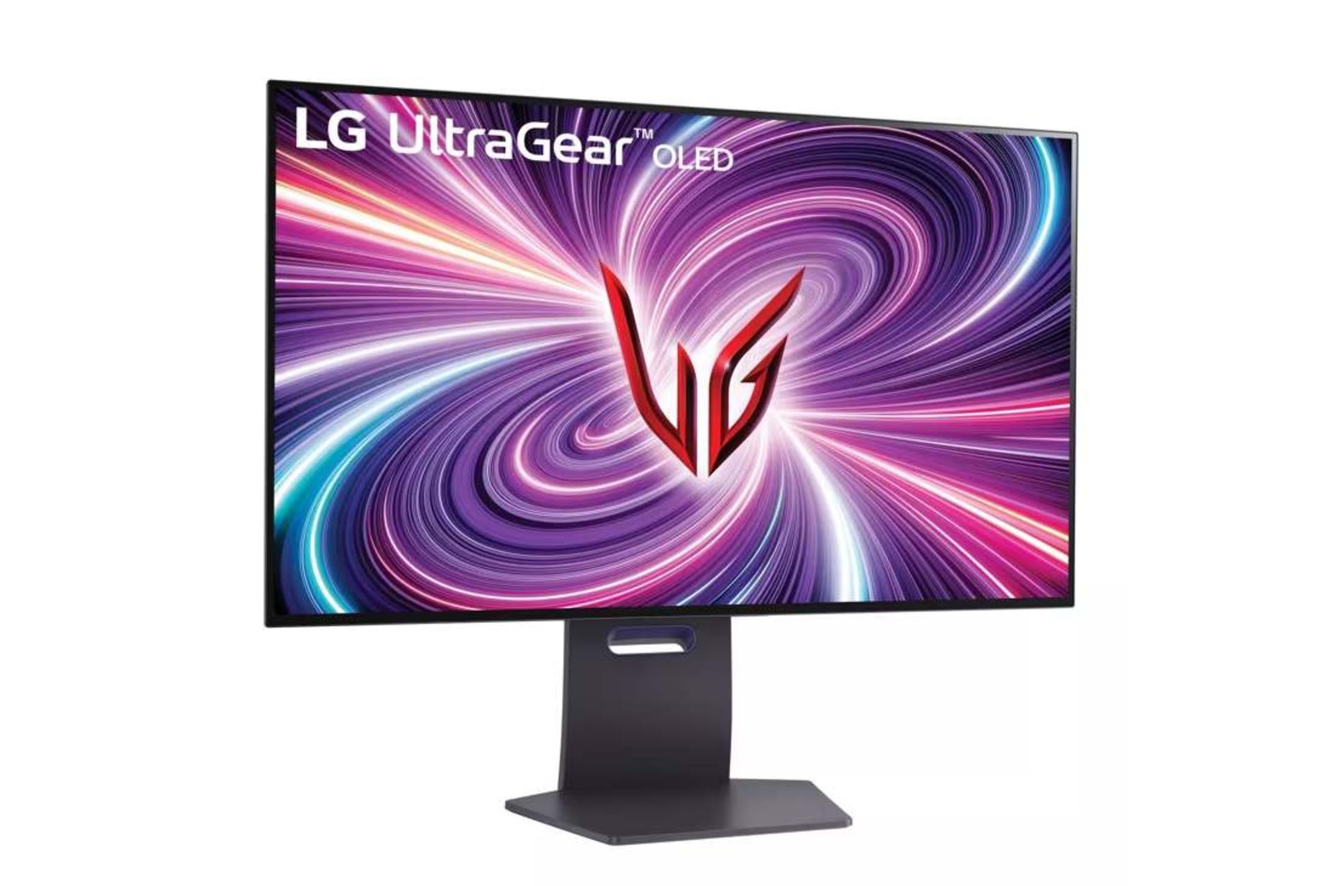 مانیتور اولد 32GS95UE-B ال‌جی در حال نمایش لوگوی UltraGear