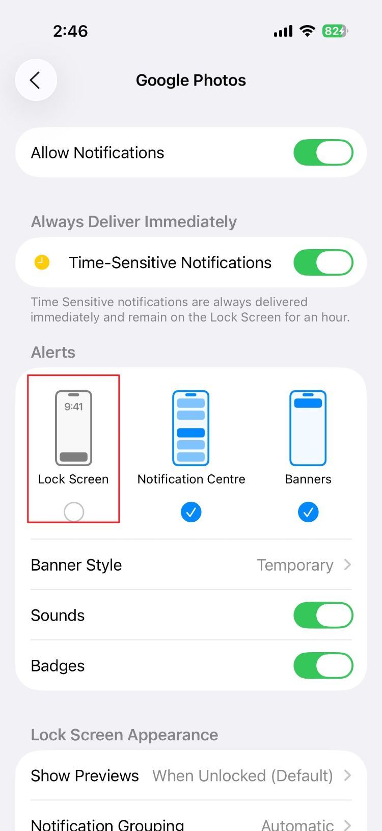 صفحه‌ی Notifications در تنظیمات آیفون و غیرفعال کردن نمایش نوتیف‌ها در لاک‌اسکرین