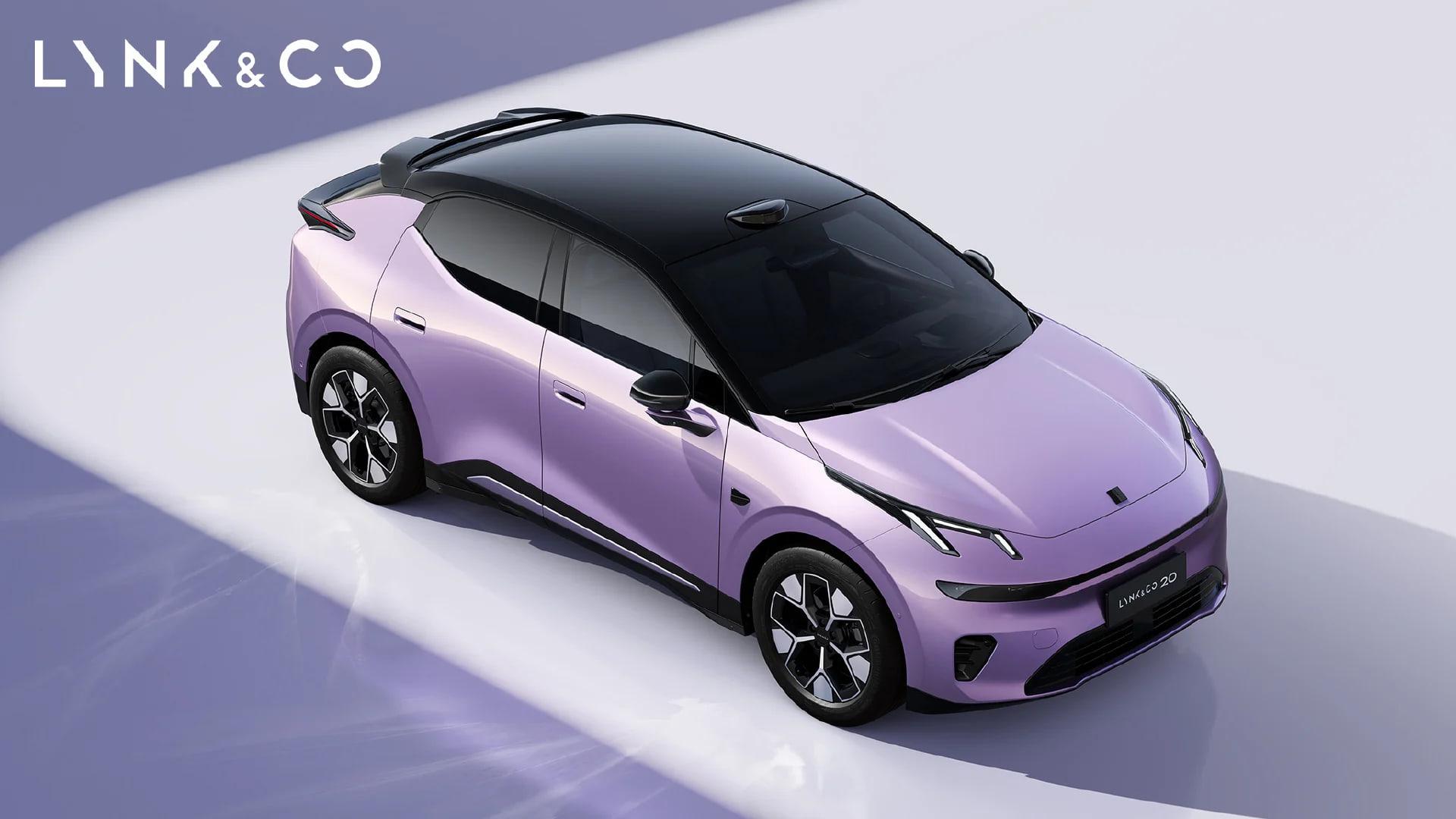 خودرو برقی لینک اند کو (Lynk & Co) با رنگ بنفش روشن