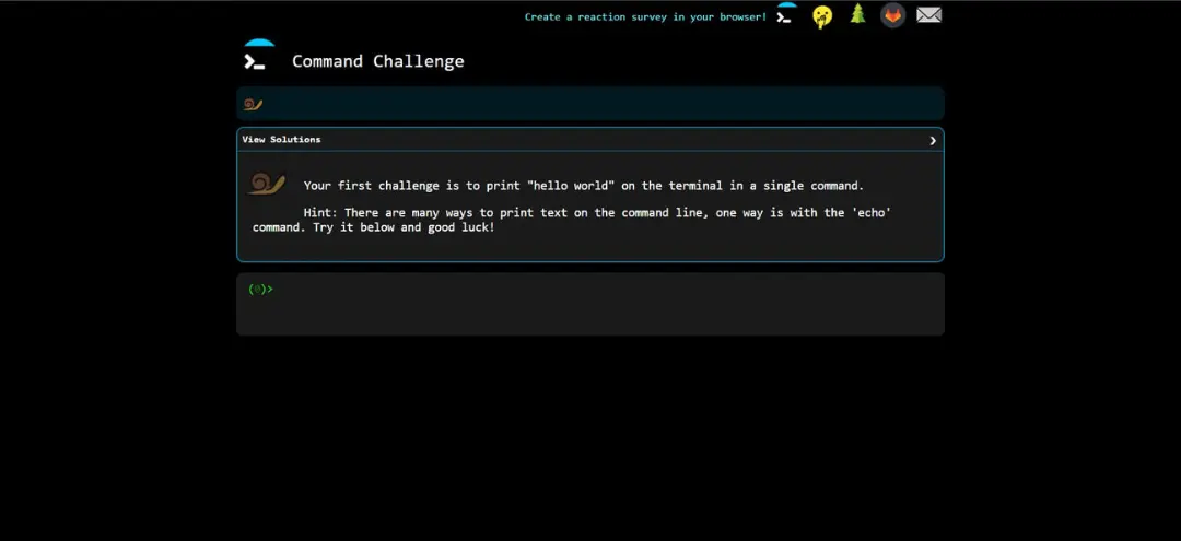 رابط کاربری بازی چالش فرمان (Command Challenge) برای یادگیری دستورات لینوکس