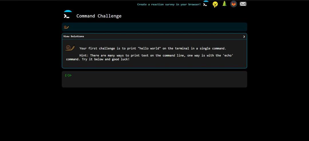 رابط کاربری بازی چالش فرمان (Command Challenge) برای یادگیری دستورات لینوکس